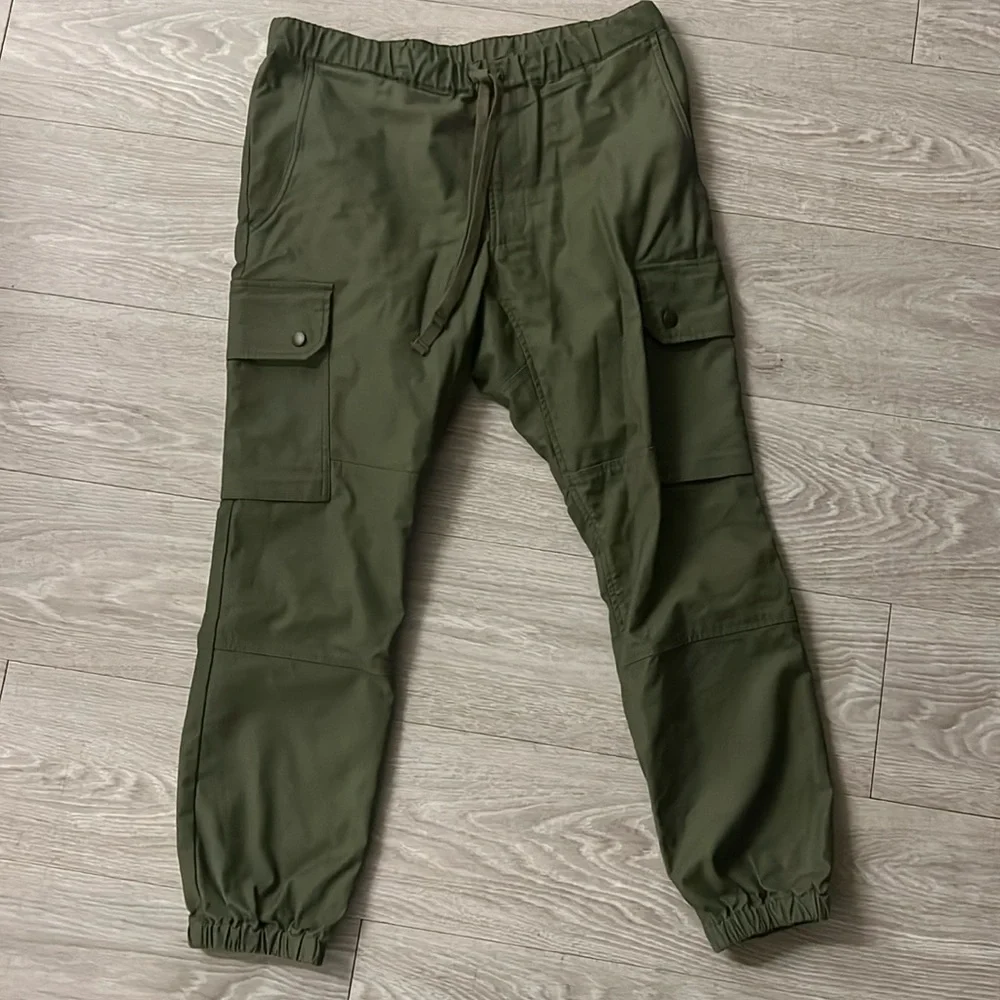 Beams Green Drawstring Cargo Pants - Picture 1 of 4
